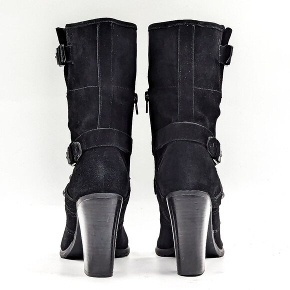 Crown Vintage Women Hadley BLack Suede Retro 90s Moto Heel zip Boots size 10 - Picture 4 of 11
